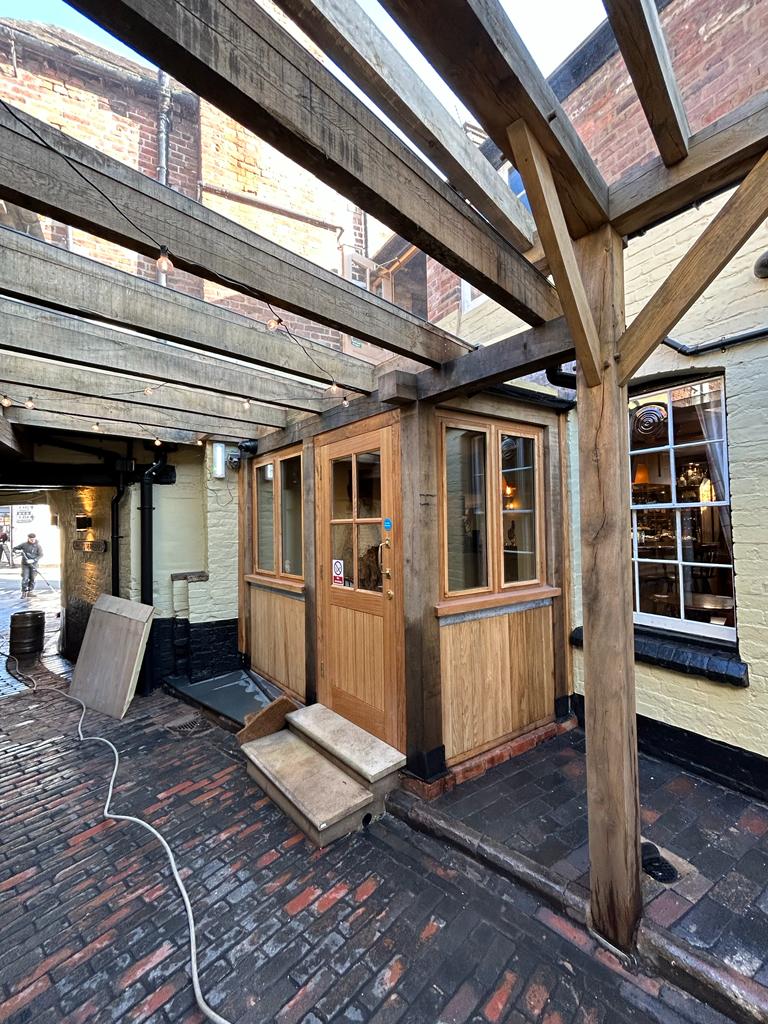 Oak Entrance Pub Oak Cladding 